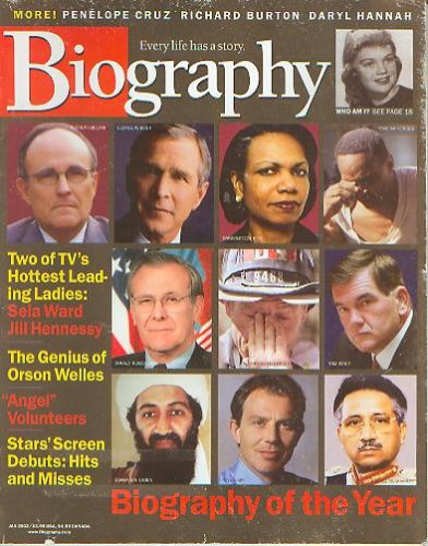 Biography Magazine January 2002 - Sela Ward,jill Hennessy, Orson Welles, Rudolph Giulani, George W Bush, Osama Bin Laden, Tony Blair