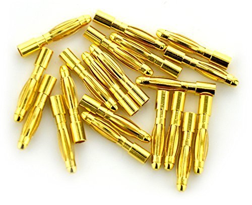 BW® 20 Pairs 2mm Gold Plated Male & Female Bullet Banana Plug Connector for ESC Battery (20 Male + 20 Female) (2mm) - Thumbnail 3