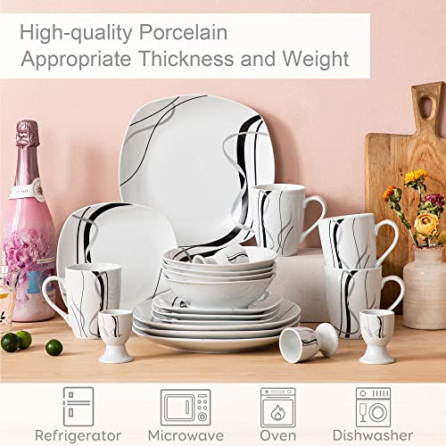 VEWEET, Series Fiona, Dishes Set for 4, 20 Pieces Dinnerware Sets