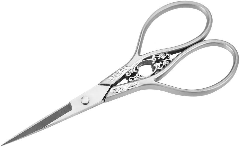 Hilitand Silver Scissors, Antique Stainless Steel Tailor Scissors, Household DIY Sewing Accessories