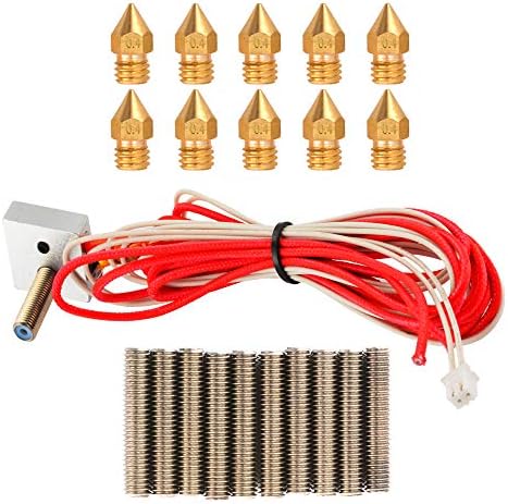 3D Printer MK8 Parts Accessory DIY Hot End Assembled Extruder Kits 1.75mm Filament 0.4mm Nozzle with Extra Nozzles and Extruder Tubes