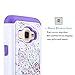 Galaxy Luna Case, Express 3 Case, J1 2016 Case,Elegant Choise Slim Dual Layer Armor Studded Rhinestone Bling Phone Case Cover with Flower Pattern for Samsung Galaxy Luna /J1 2016 (White/Purple)