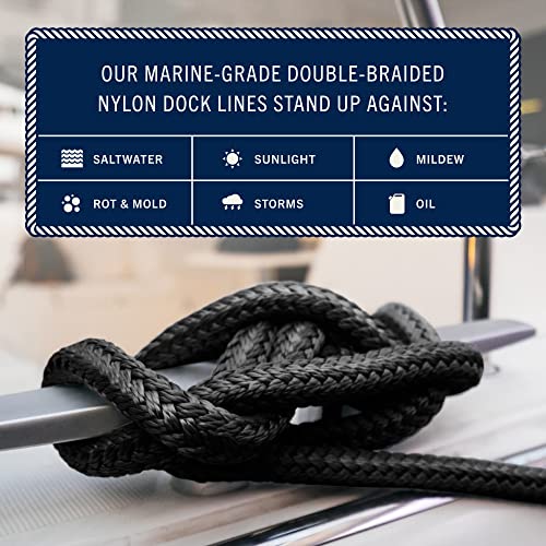 Dock Lines 2 Pack 25’ x 1/2" Premium Double Braided Nylon Boat Dock