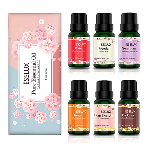ESSLUX Floral Essential Oils, Pure Aromatherapy Essential Oils Gift Set