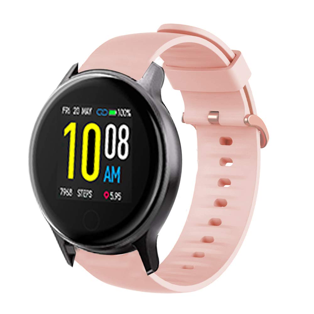 Compatible with UMIDIGI Uwatch 2S Band, LvBu Silicone Replacement Wristbands Sport Strap with Metal Buckle for Compatible with UMIDIGI Uwatch 2S Smartwatch (Pink)