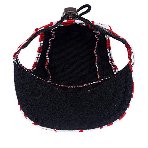 CALIFORNIA CADE ELECTRONIC Cade Pet Baseball Cap/Dogs Sport Hat/Visor Cap with Ear Holes for Small Dogs (Red White Letters-L)
