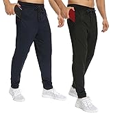 1 Pack/2 Pack Mens Jogger Gym Sweatpants, Athletic Jogger Workout Pants for Men,Running Track Pants with Zipper Pockets