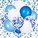 Blulu 60 Pieces Royal Blue Confetti Latex Balloons with 4 Rolls Balloon Ribbons 12 Inch Blue Series Balloon for Birthday Wedding Baby Shower Party Decoration