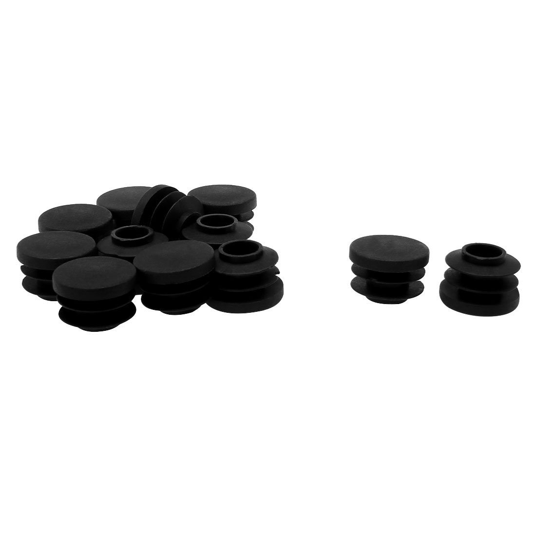 sourcingmap 3/4" 20mm OD Plastic Round Tube Ribbed Inserts End Cover Caps 12pcs, 0.67"-0.75" Inner Dia, Floor Furniture Chair Cabinet Protector