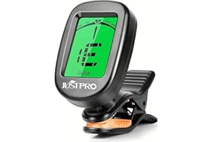 JUSTPRO Guitar Tuner Clip on with Chromatic Tuning Modes, Guitar Tuner for Acoustic/Electric Guitar, Ukulele, Violin, Bass, Banjo