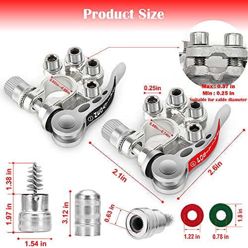 Boat Accessories Battery Terminal Clamp Connectors, 2PCS 4 Way Positive Negative Car Battery Post Extender