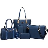 FiveloveTwo Women Ladies 6 Pcs Handbag Set Hobo Top Handle Bag Totes Satchels Crossbody Shoulder Bags and Purse Clutch | 6 Pcs, Purse