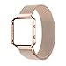 Oitom Metal Bands Strap Compatible Fitbit Blaze,Large (6.3-9.1 in), Frame Housing+Milanese Loop Stainless Steel Accessory Band Bracelet for Fitbit Blaze Smart Fitness Watch (Rose Gold Frame+Loop)
