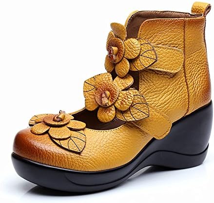 CUNZHAI Women's Unique Handmade Leather Casual Travel Soft Bottom Boot