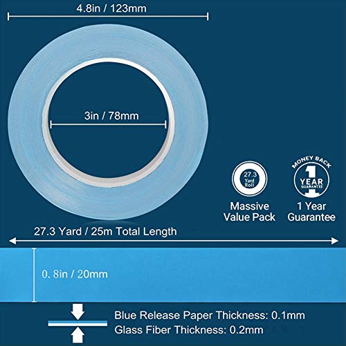 TYLife Thermal Adhesive Tape,25Mx20mmx0.2mm Double Side Carpet Tape Insulated Tapes for LED Light,Heat Sink,Computer CPU, GPU,PC Cooler and More, Electrically Insulated