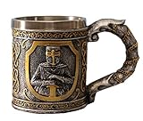 Otartu Medieval Knight Design Crusader Beer Mug With S.S. Liner (15oz) For Unique Gift