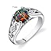 PEORA Created Black Fire Opal Ring for Women 925 Sterling Silver, Venetian Vintage Design, 1 Carat Round Shape 7mm, Sizes 5 to 9