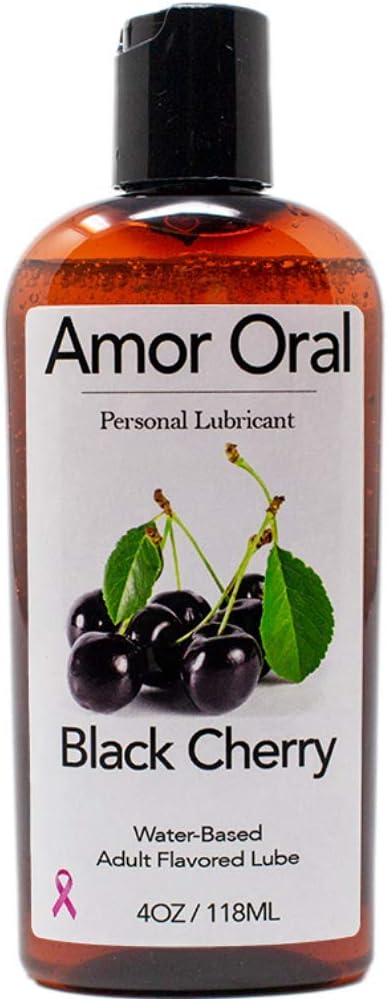 Amor Oral Black Cherry Flavored Lube - Edible, Water Based, Flavored Personal Lubricant for Women, Men, Couples, 4 oz (Black Cherry)