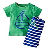 Fiream boys' Summer Cotton Stripe Short Set(5033TZ,5T)