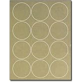 2 1/2" Round Gold Foil Labels for Laser Printers - 10 Sheets / 120 Labels