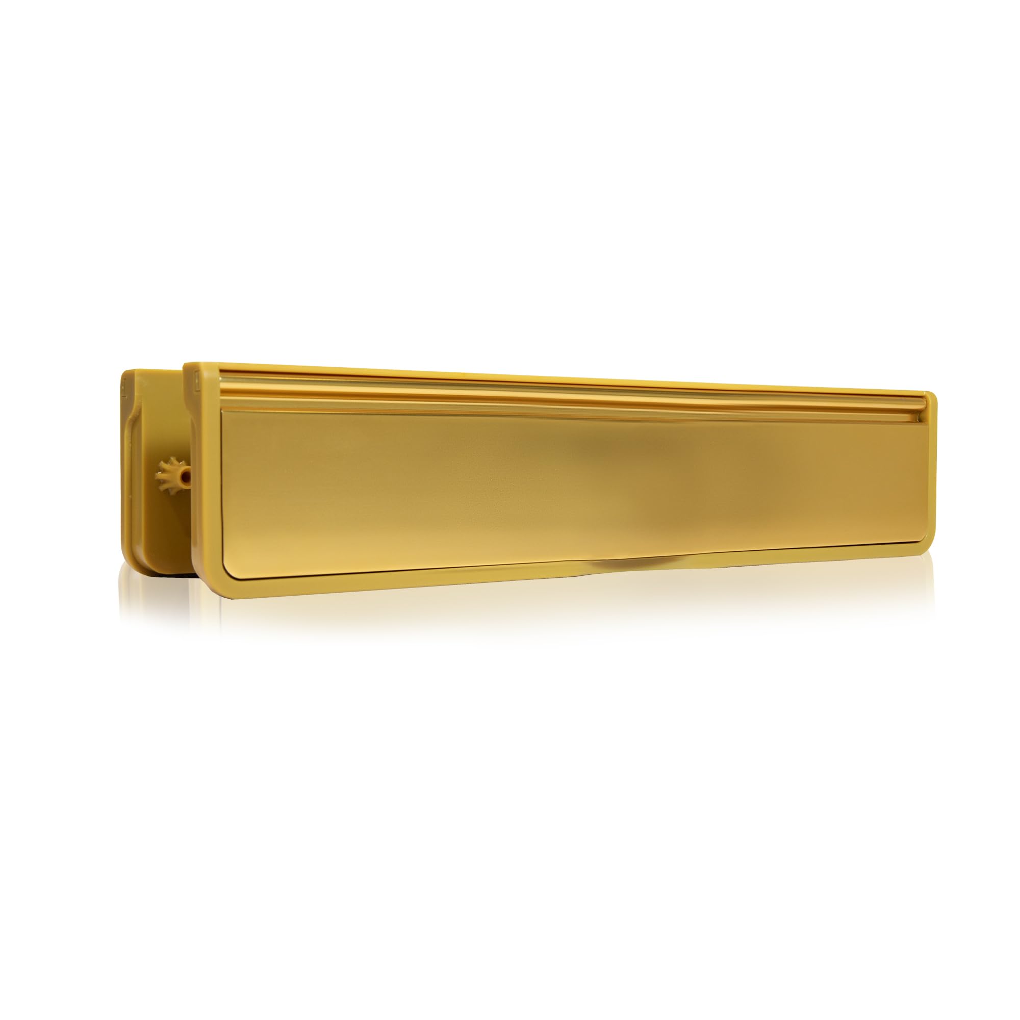 Xfort MailPlate Luxe 12" Letterplate Satin Brass Trim, Premium Draught Proof Postal Letterbox, Telescopic Sleeved Letter Box for Wooden, Composite and uPVC Midrail Doors with 40-80mm Door Thickness. — image 1