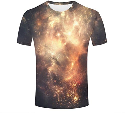 3D Duplex Printing Men T Shirts Nebula Bright Big Fire Casual Novelty Tees Round Neck T-Shirts XXXL