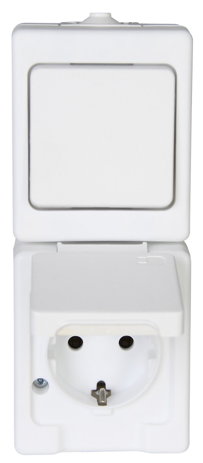 Kopp 130102009 Wet Room Plug Socket/Breaker Combination Unit IP44 Standard (Continental Socket)