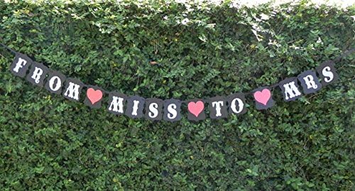 Bridal Shower Decoration - Bachelorette Hen Party Banner "From Miss To Mrs - With All My Bitches" Black, White &amp; Red Bunting