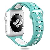 Comppatible for Apple Watch Band 38mm Valband Soft Silicone Sport Band Strap Replacement iWatch Bands for Apple Watch Nike Series 3,Series 2,Series 1 (42mm, Celeste/White)