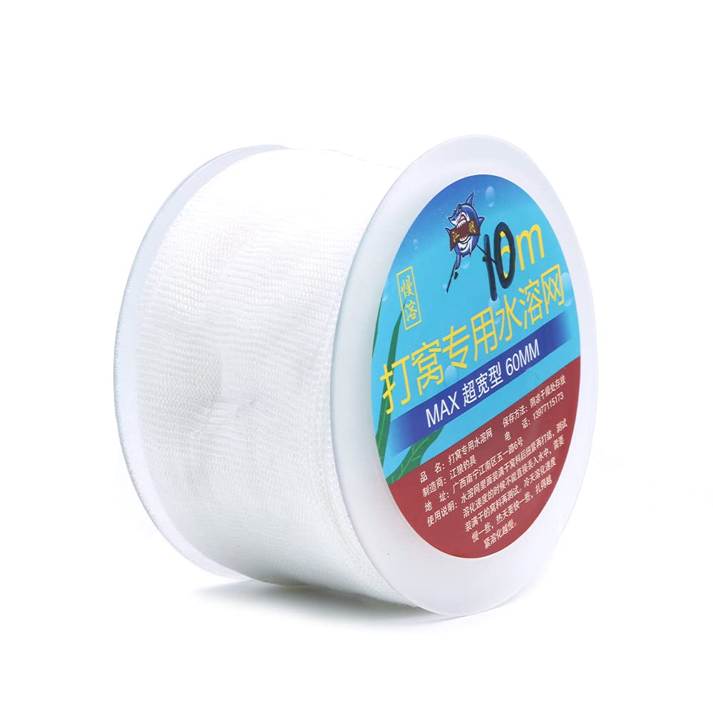 Namvo 10 Meters Long PVA Mesh Refill Slow Dissolving Water Soluble, Carp Fishing Stocking Bait Wrap Bags (Wide Mesh 60mm)