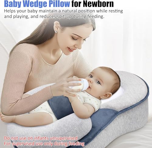 ZERIFAM Baby Feeding Support Pillow,Wedge Pillow for Newborn,Anti Reflux Newborn Pillow for Reducing Spit-Up,Reflux Breastfeeding Nursing Pad Mat,Baby Pillows for Sleeping Bottle Feeding