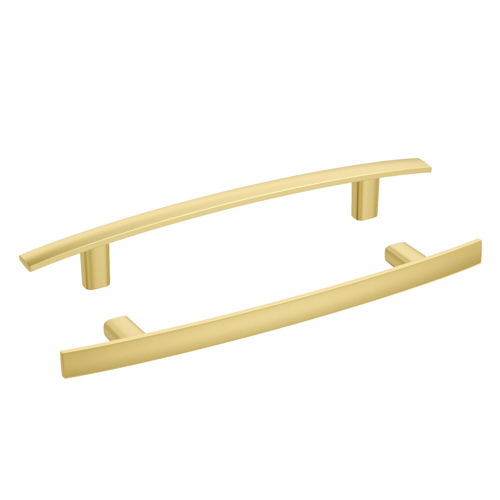 Photo 1 of homdiy 10 Pack Brushed Gold Cabinet Handles - Curved Gold Pulls for Kitchen Cupboard Brass Drawer Pulls, 5" Hole Center Solid Zinc Alloy Cabinet Hardware