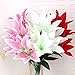 Artfen Artificial Lily 10 Heads Fake Lily Artificial Flower Wedding Party Decor Bouquet Home Hotel Office Garden Craft Art Decor Rose Red