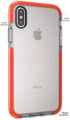 iPhone X Case iPhone X Cover iPhone 10 Ten Case Soft Evo Mesh Flexible Silicon Drop Protected (Orange)