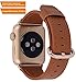 PEAK ZHANG Compatible with Apple Watch Band, 38mm 40mm Women Top Grain Leather Strap for iWatch Series 5,4,3,2,1 (Light Brown+Champagne Gold Clasp, 38mm 40mm S/M)
