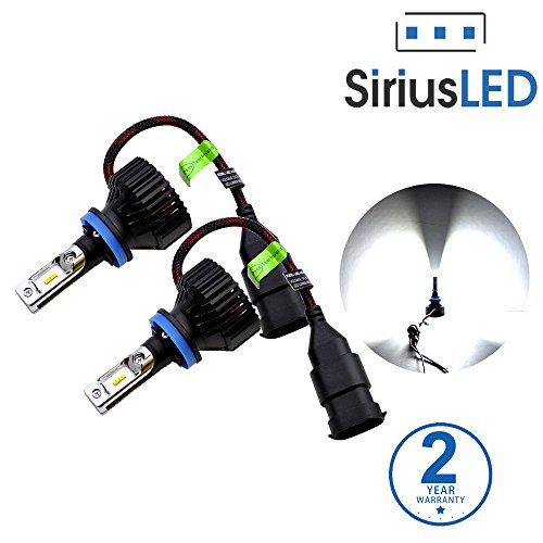 SiriusLED MX 8000 Lumen ZES Chip Extremely Bright LED Headlight Fog Lamp Conversion Kit Pure White 6500K Size H11 (H8 H9) Set of 2