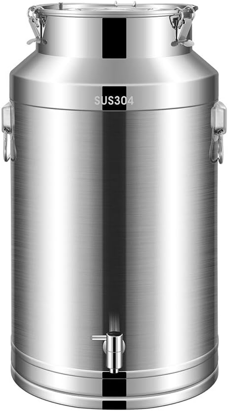 Kitchen Supplies Stainless Steel Sealed Food can with Faucet, Large Capacity Milk Transport Bucket, Lid Commercial Fermentation Tank Oil Barrel Milk Barrel Rice Barrel Wine Barrel ZDDAB
