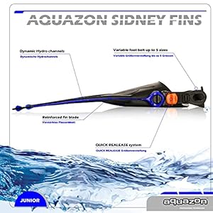 Schnorchelmasken 515XQPfJ6FS. SS300 Über 5 Schuhgrössen verstellbare Tauchflosse, Schwimmflosse, für Kinder, Jugendliche, Damen, ideal zum schnorcheln, tauchen und schwimmen
Ideale Familien-flosse durch einfache Größenverstellung. QUICK FIX Größenverstellsystem mit Feinjustierung. Hervorragende Anpassung an den Fuß möglich
Flossenblatt der Tauchflosse aus AQUAFLEX, einem leichten und zugleich reaktiven Material, das für sehr guten Vortrieb sorgt. Das Material ist sehr robust