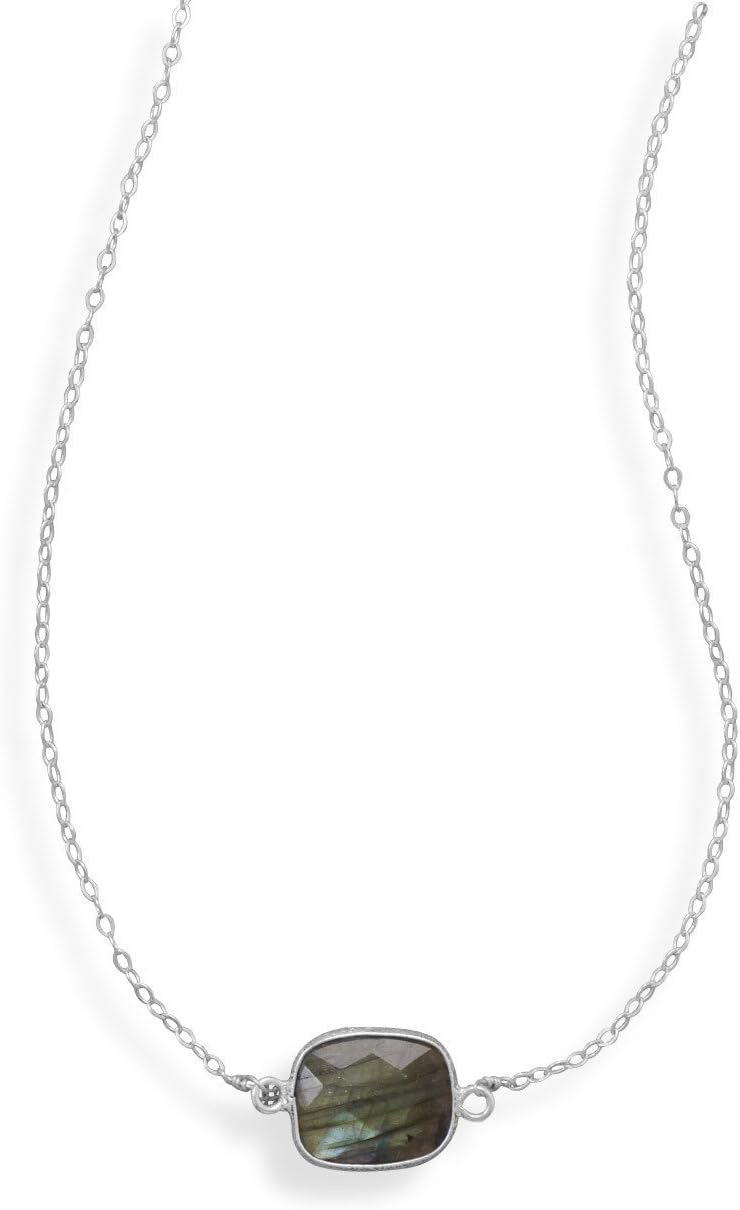 Genuine Labradorite Necklace Sterling Silver Adjustable Length
