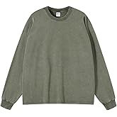 Men's Oversized Vintage Long Sleeve T-Shirts Acid Wash Soft Comfort Fit Crewneck Sweatshirt