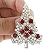 EVER FAITH Art Deco Christmas Tree Brooch Clear w/Red Austrian Crystal Gold-Tone
