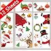 90shine Christmas Window Clings Snowflake Decorations - Winter Wonderland Xmas Party Supplies - Santa Claus Elf Reindeer Peeking Decals 62pcs