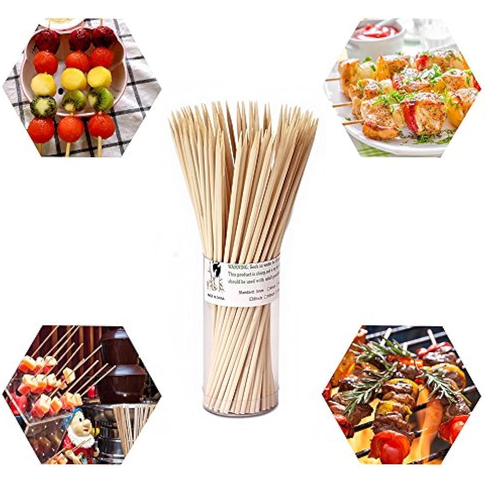 Premium Natural BBQ Bamboo Skewers Shish Kabob, Grill, Appetizer, Fruit