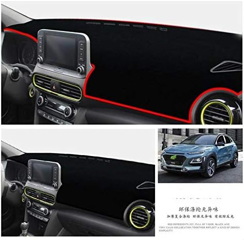 Car Styling For Hyundai Kona Accessories 2018 2019 Car Dashboard Dash Pad Dash Protection Cover Sticker Anti-Slip Mat Guards (Red Edge For LHD)