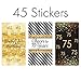 Black and Gold 75th Birthday Party Mini Candy Bar Wrappers - 42 Stickers