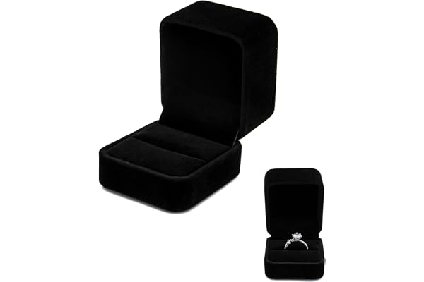 WisePoint Ring Box, Velvet Ring Jewelry Box Wedding Ring Holder, Small Engagement Ring Box for Proposal, Proposal, Wedding, C