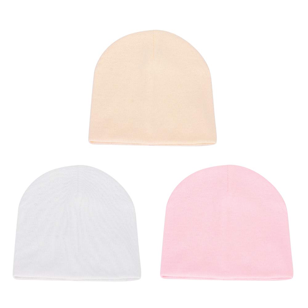 MK MATT KEELY 3 Pack Baby Hats Newborn Baby Beanie Caps Infant Cotton Caps for 0-3 Months