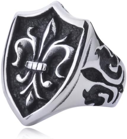 Moon Wings Vintage Men's Ring Crusade Shield Ring Stainless Steel Size 12
