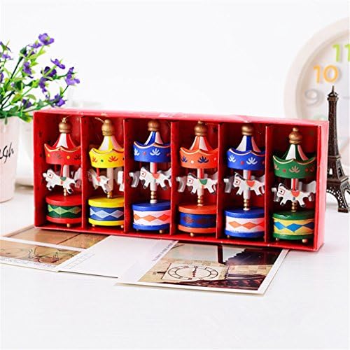 Merry Christmas Wood Carousel Horse Ornaments,Mini Beautiful Wooden Xmas Children Gift Toys,New Year Christmas Gifts Pendant Multi S