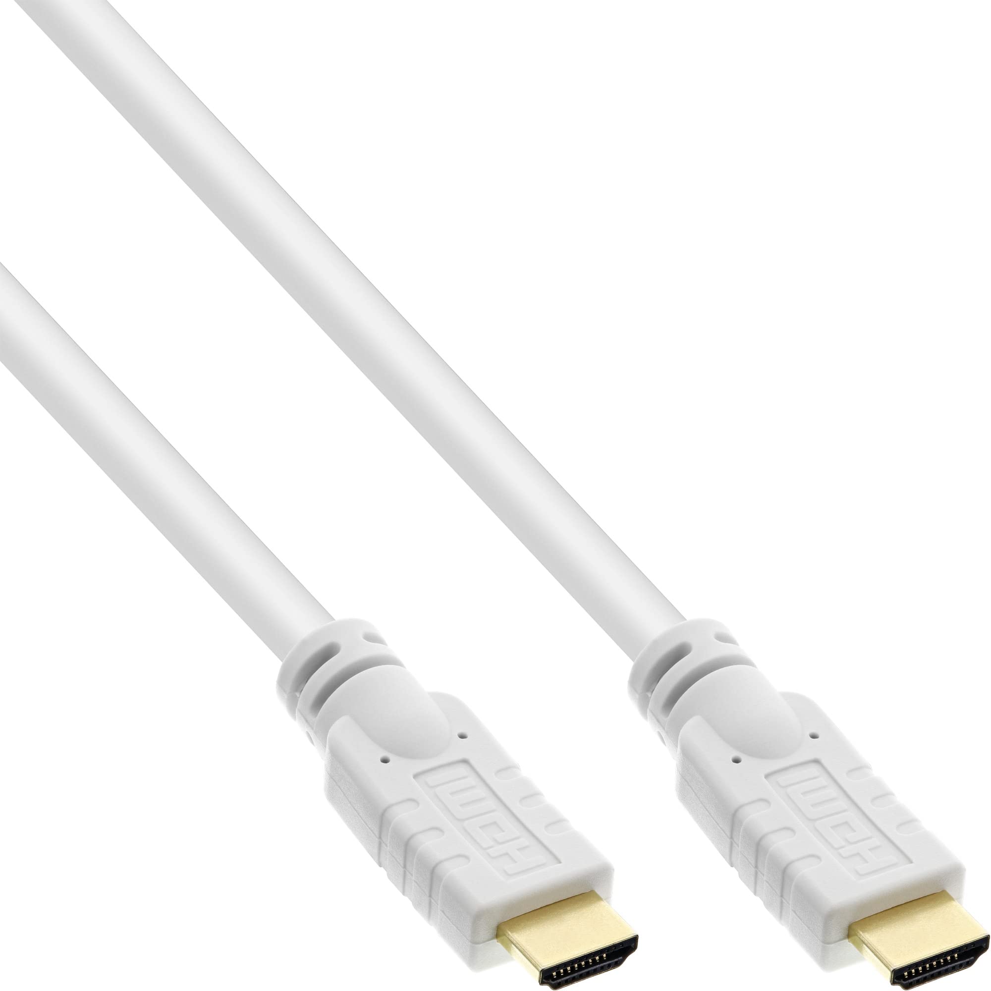 InLine® 17510 W Active HDMI Cable High Speed with Ethernet, Male to Male 10 m White/Gold